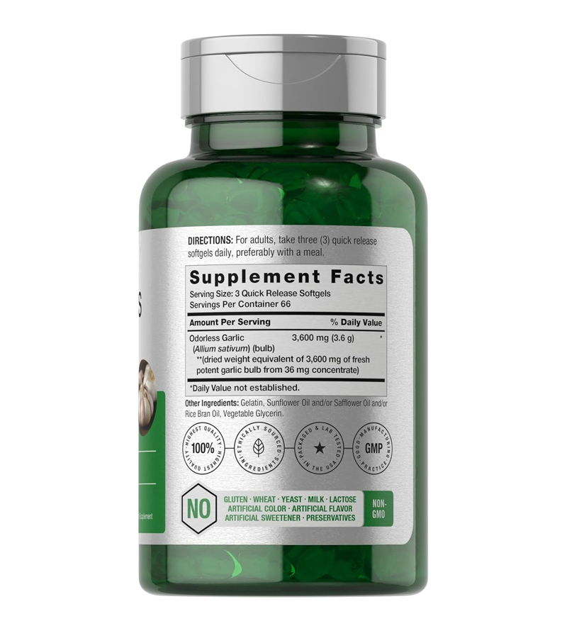 Odorless Garlic 3600 mg - 200 Softgels