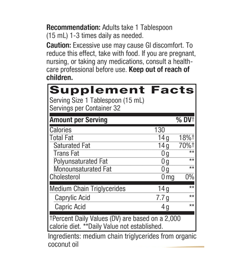 Organic MCT Oil From Coconut C8 & C10 - 480 ml