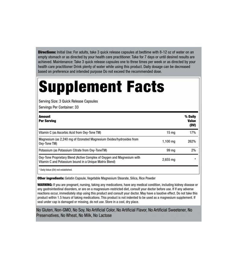 Oxygen Intestinal Colon Cleanser - 100 Quick Release Capsules