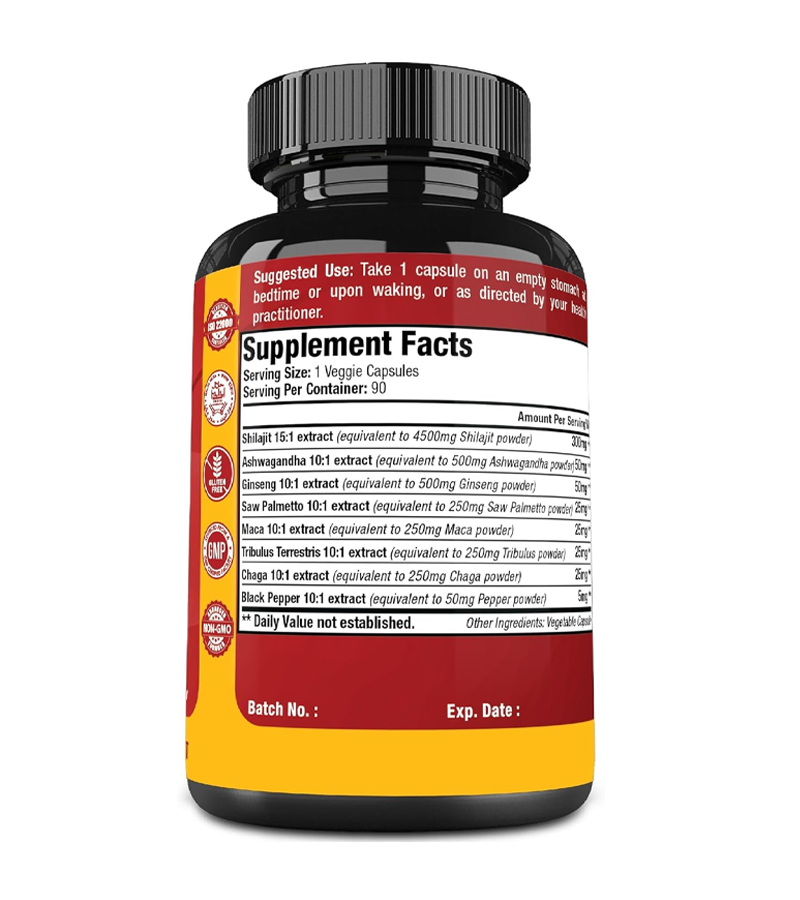 Papnami Organic Shilajit Extract Capsules 6550mg - 90 capsules
