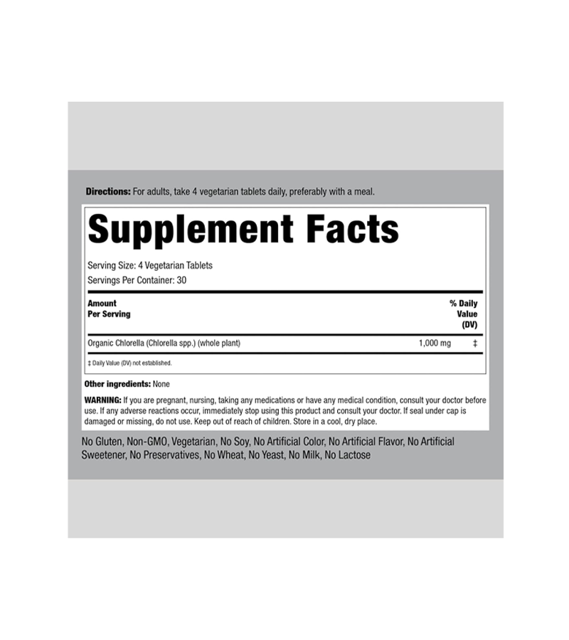 Piping Rock Organic Chlorella 1000mg - 120 Tablets