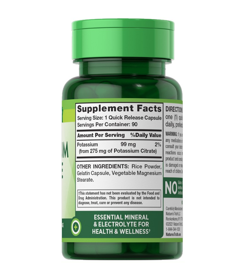 Potassium Citrate 275 mg - 90 Quick Release Capsules