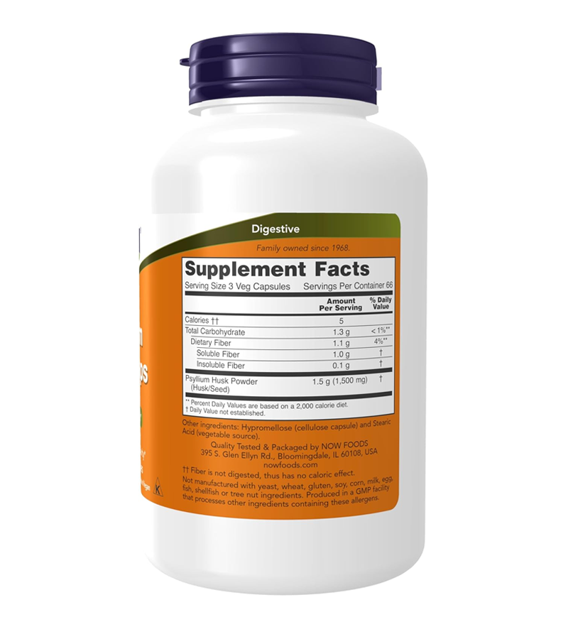 Psyllium Husk Caps 500 mg - 200 Veg Capsules