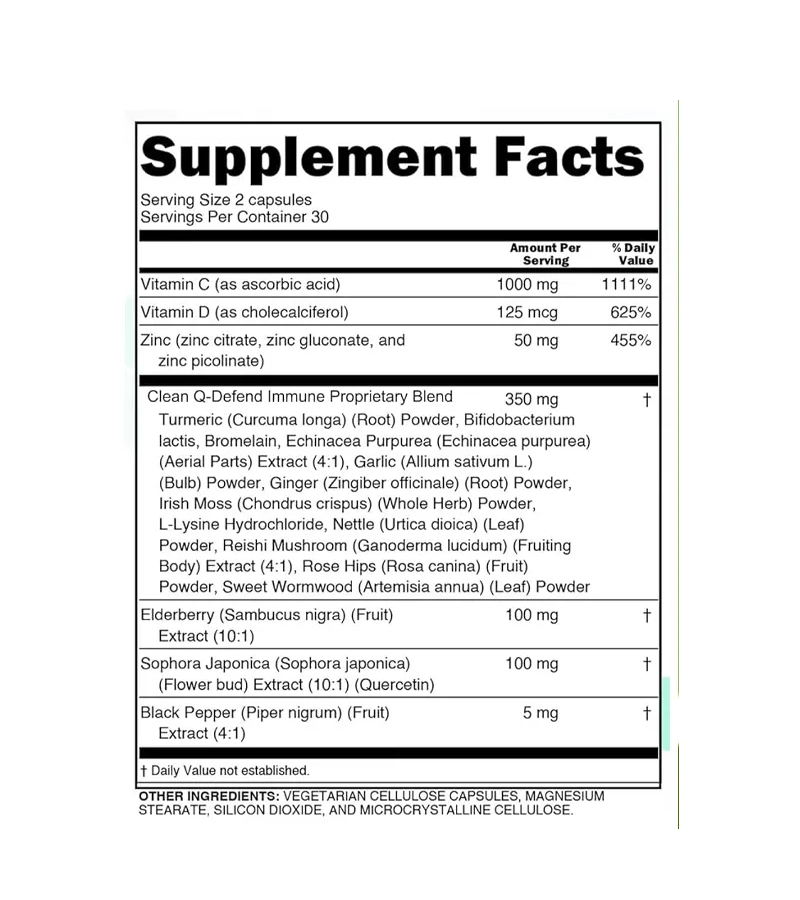 Quercetin, Zinc, Vitamin C&D, Bromelain and Elderberry - 60 Capsules