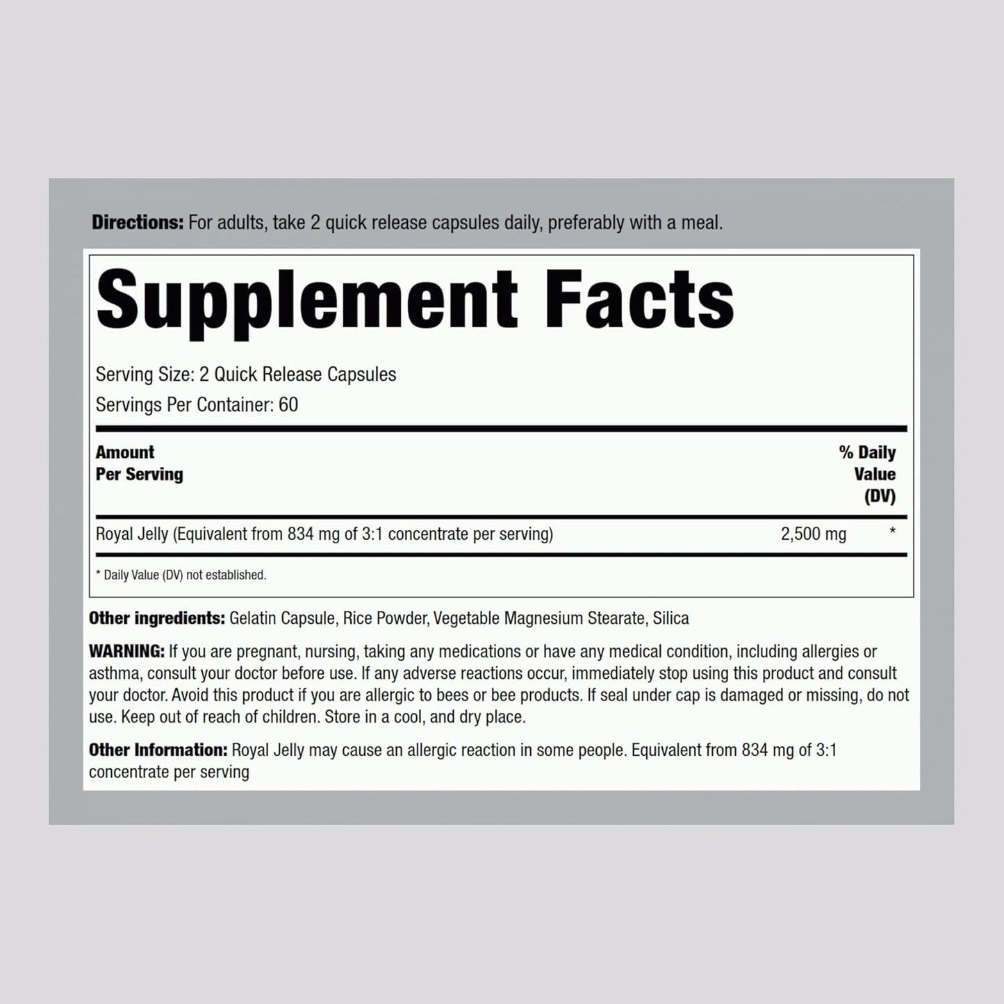 Royal Jelly 2500 mg - 120 Capsules