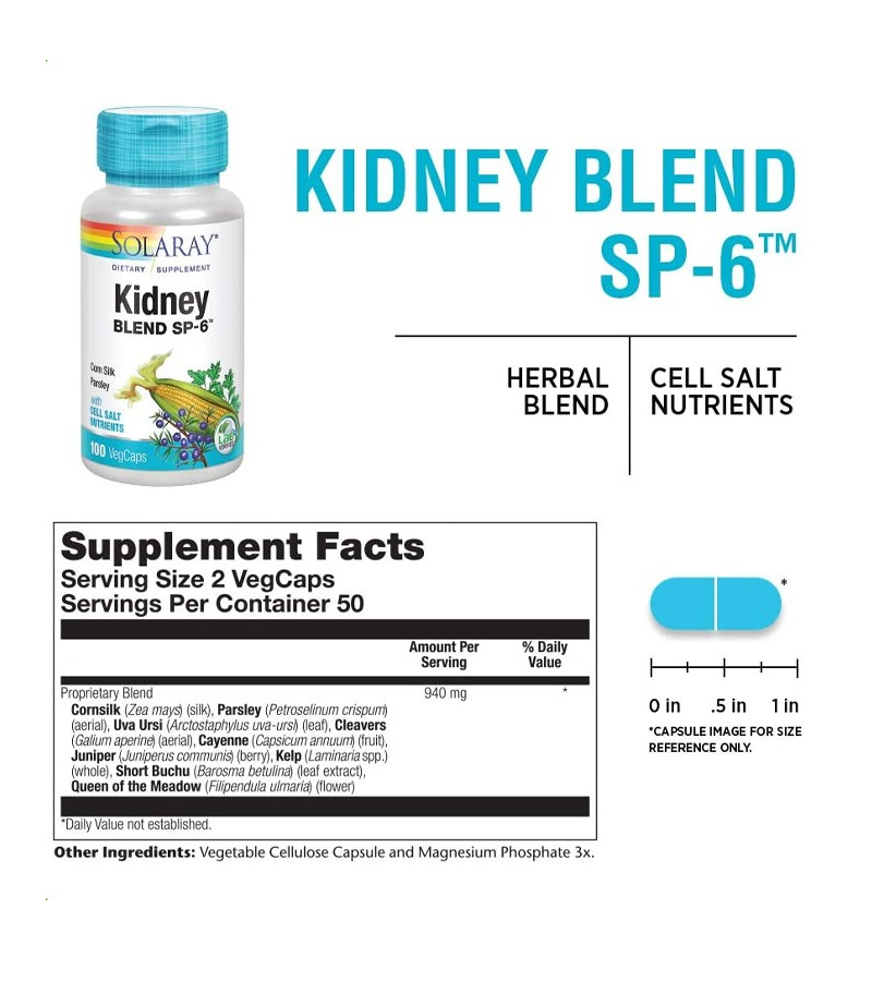 Solaray Kidney Blend SP-6 - 100 Veg Capsules