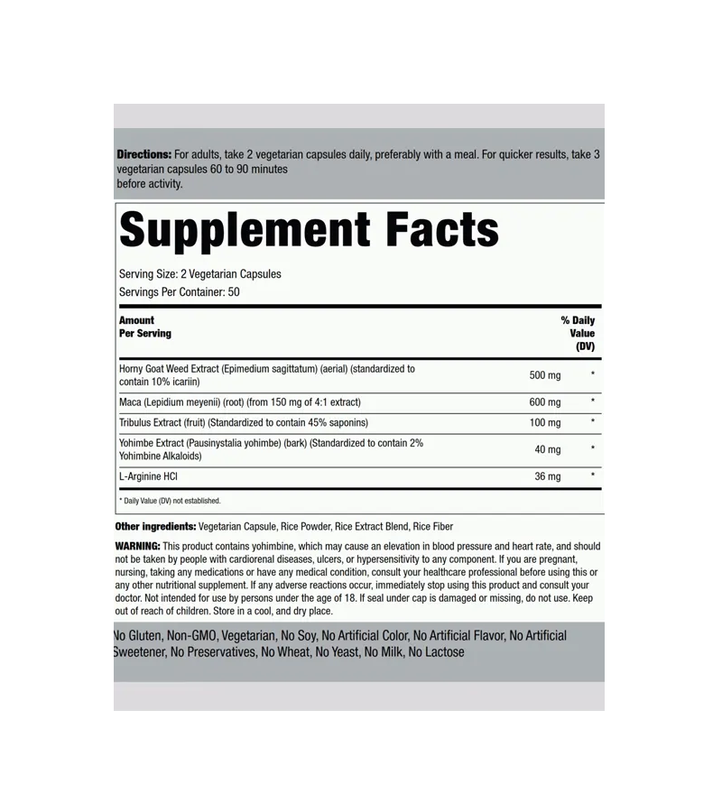 Ultimate Horny Goat Weed Complex - 100 Vegetarian Capsules