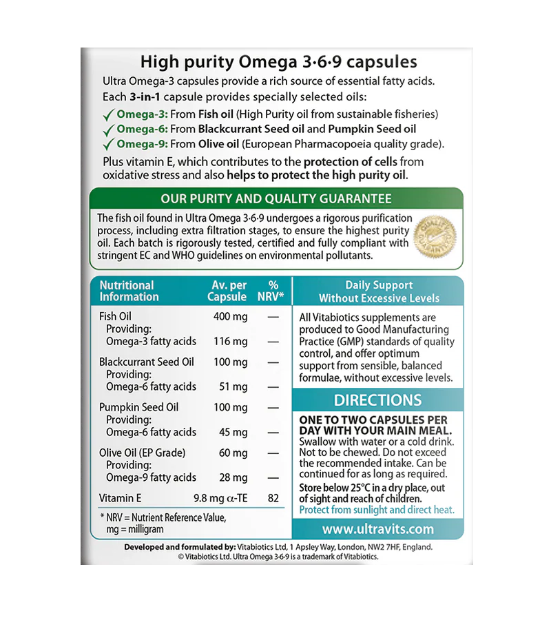 Ultra Omega 3-6-9 , 60 Capsules