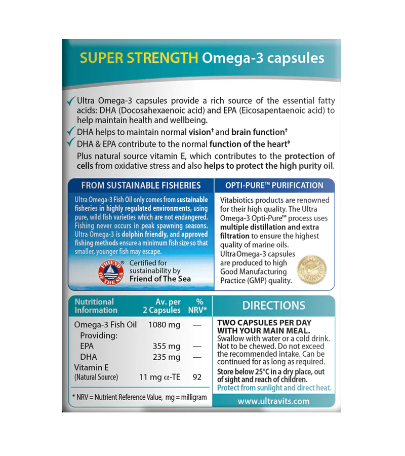 Ultra Omega-3 High Purity Fish Oil, 60 Capsules
