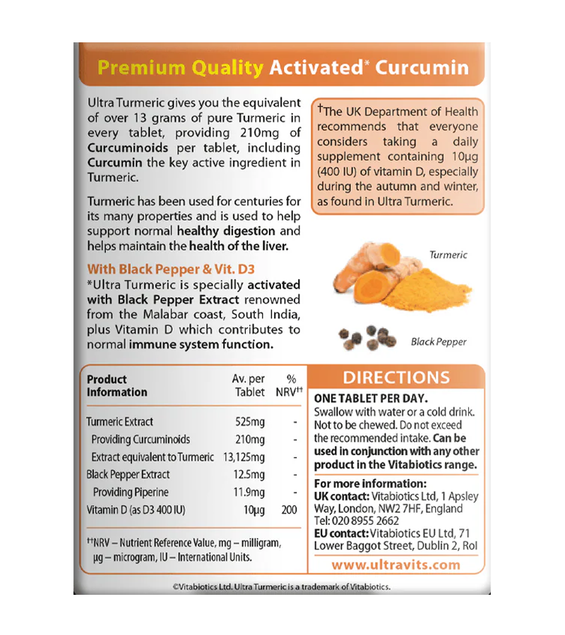 Ultra Turmeric with Black Pepper & Vitamin D - 60 Tablets