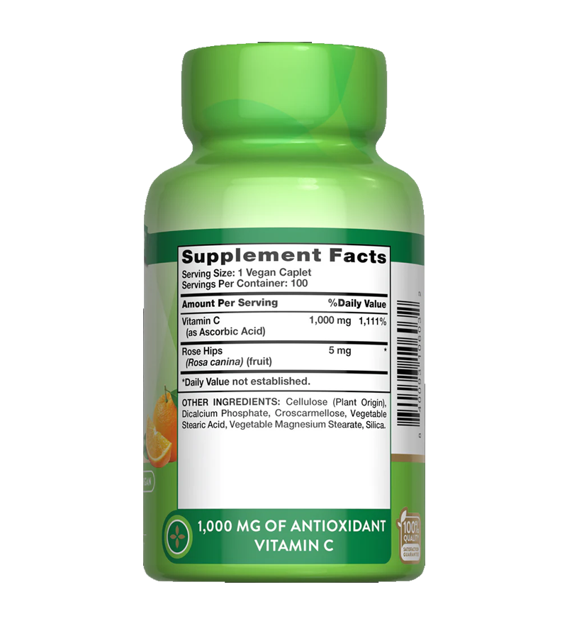 VITAMIN C 1000 MG PLUS ROSE HIPS - 100 Caplets