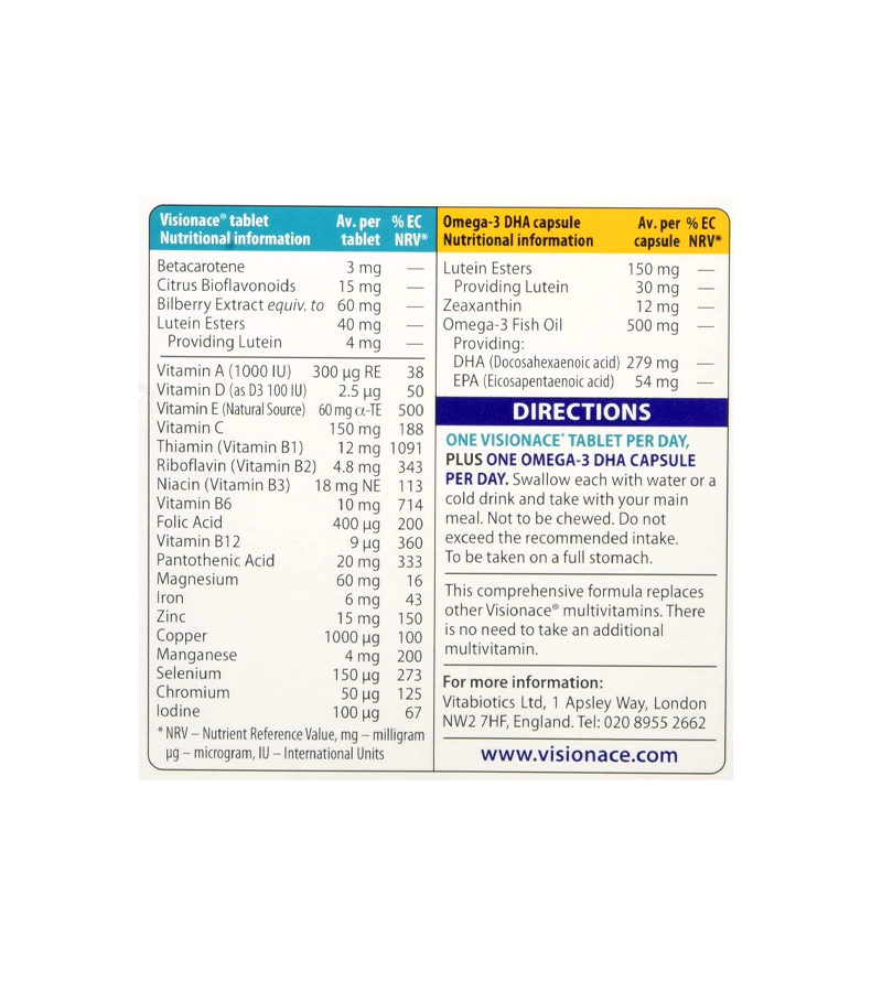 Visionace Max - 56 Tablets/Capsules