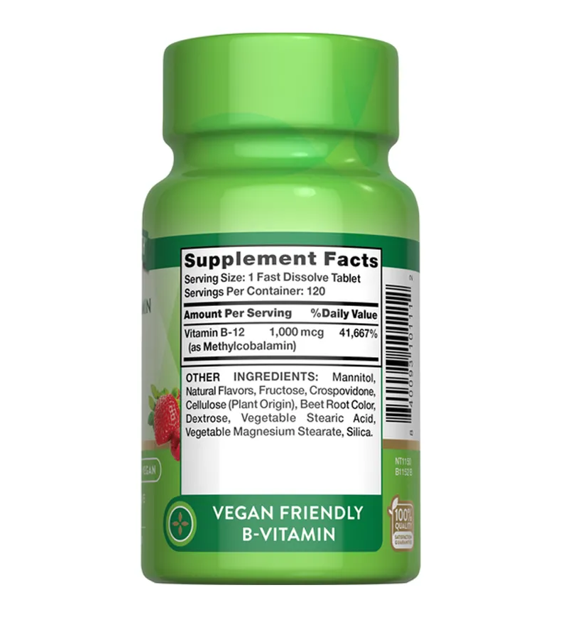 Vitamin B-12 1000 mcg Methylcobalamin - 120 Fast Dissolve Tablets