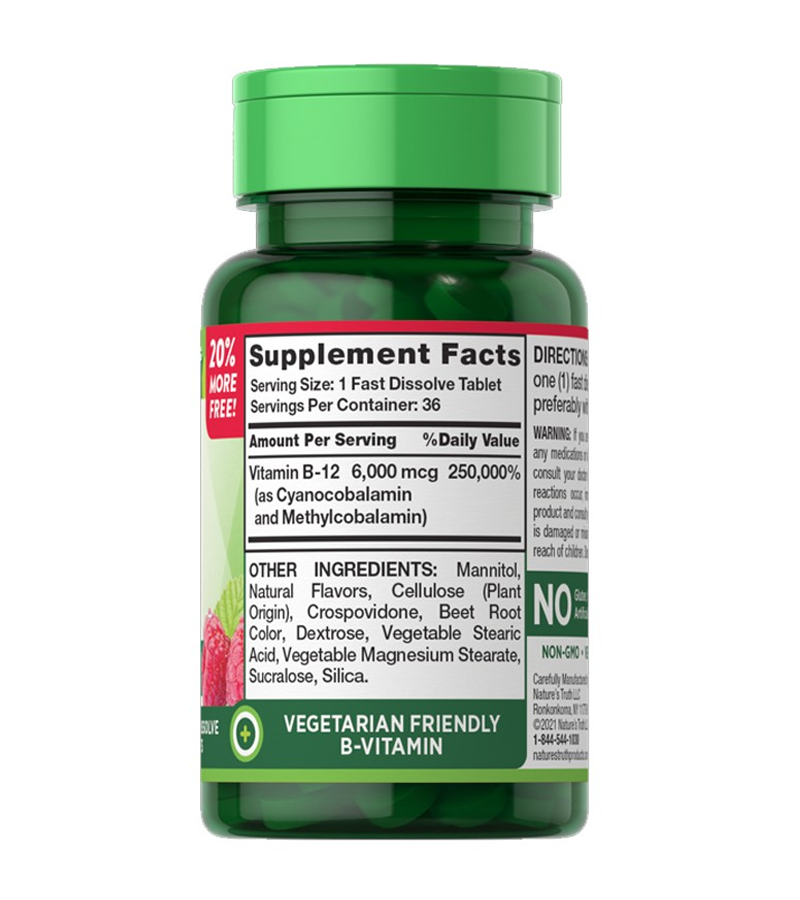 Vitamin B-12 6,000 mcg - 36 Fast Dissolve Tablets