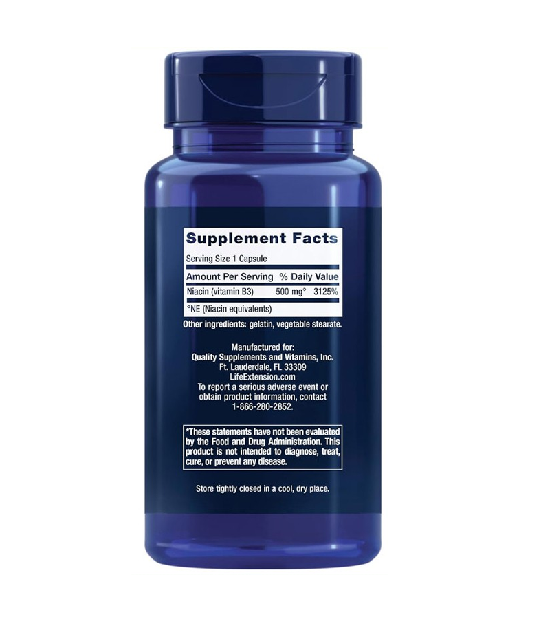 Vitamin B3 Niacin 500 mg - 100 Capsules