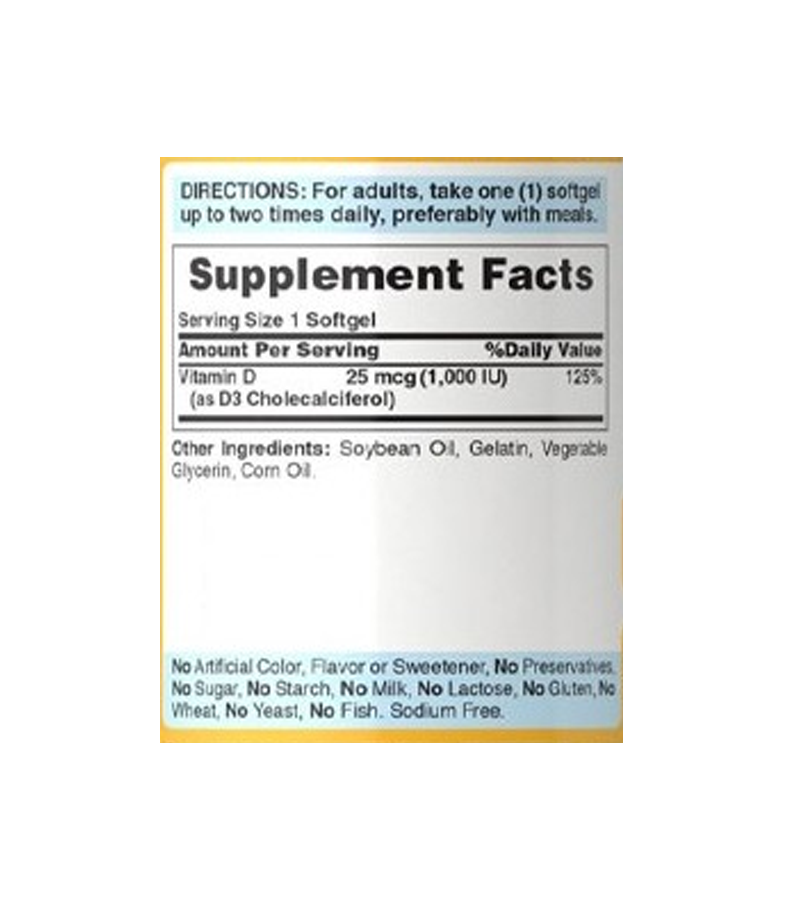 Vitamin D3 1000 IU 100 Softgels