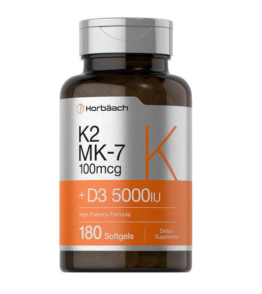 Vitamin K2 MK7 - 5000iu of Vitamin D3 & 100mcg MK-7 Complex - 180 Softgel Capsules