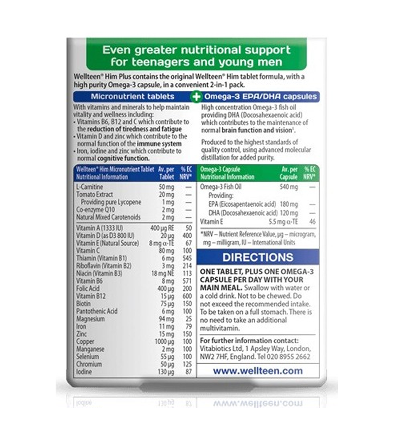 Wellteen Him Plus 56 Tablets/Capsules