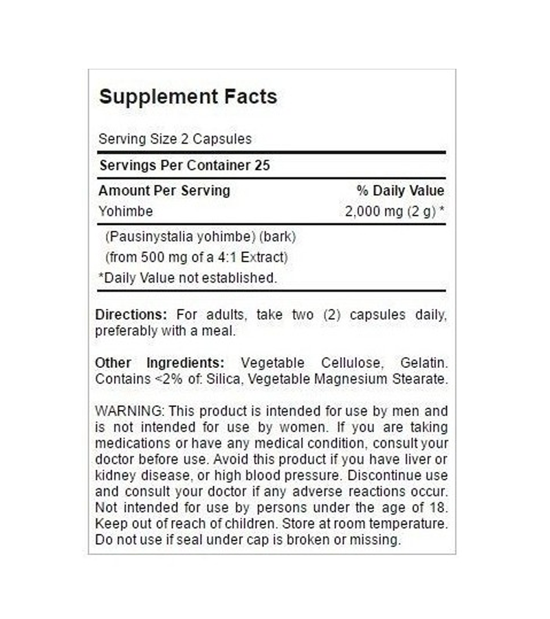 Yohimbe Extract - 50 Capsules