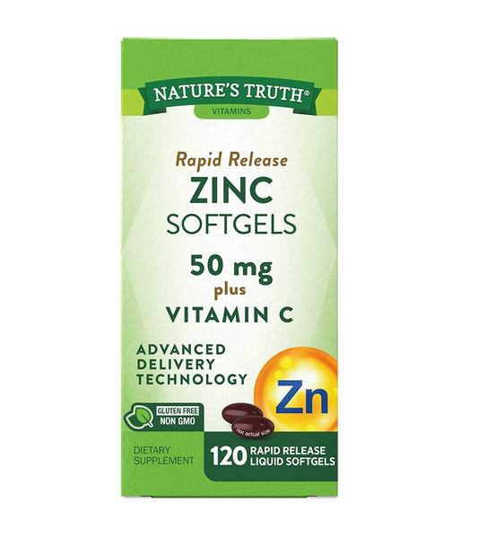 Zinc Softgels 50 mg plus Vitamin C - 120 Softgels
