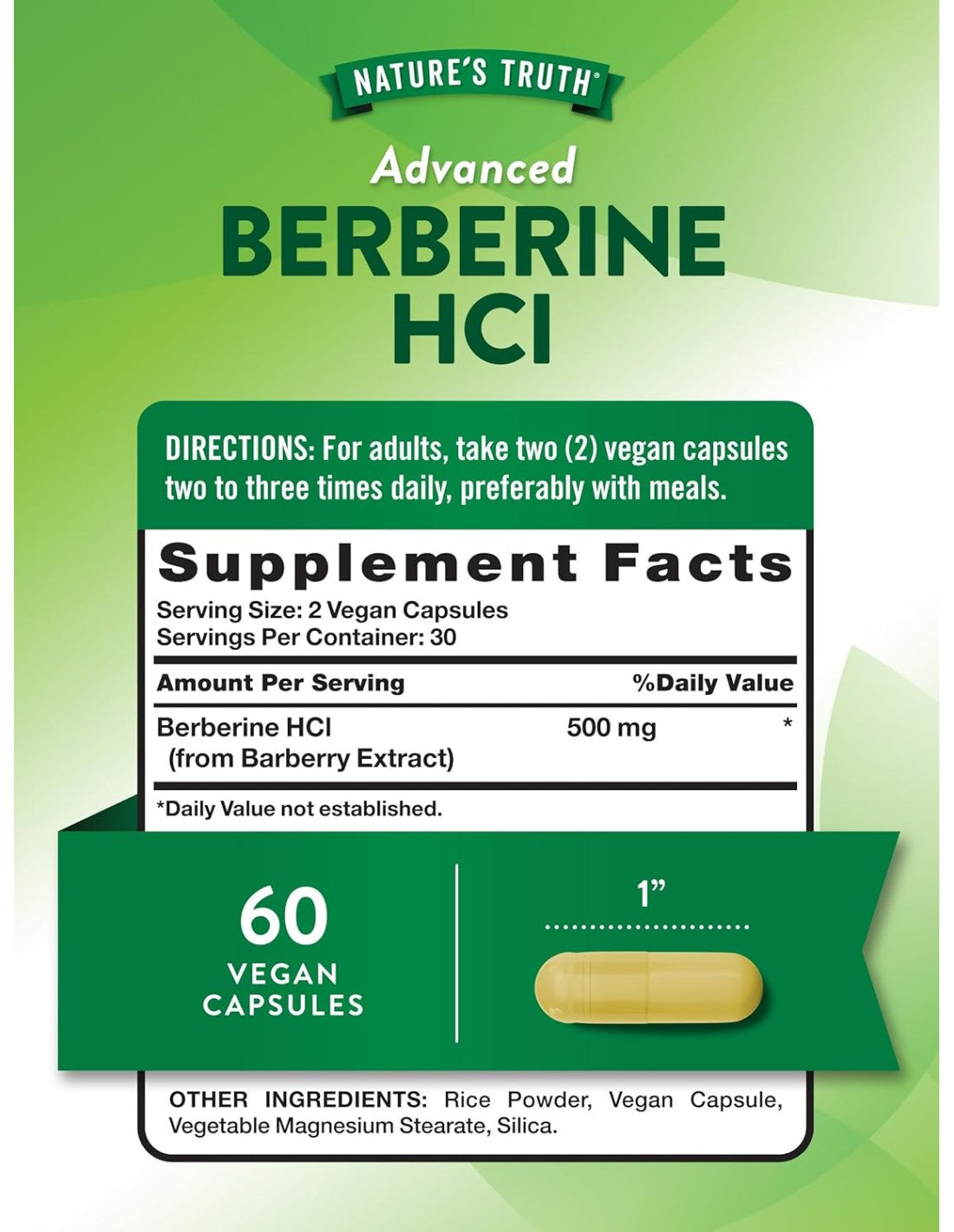 Advanced Berberine HCL 500 mg - 60 Veg Capsules
