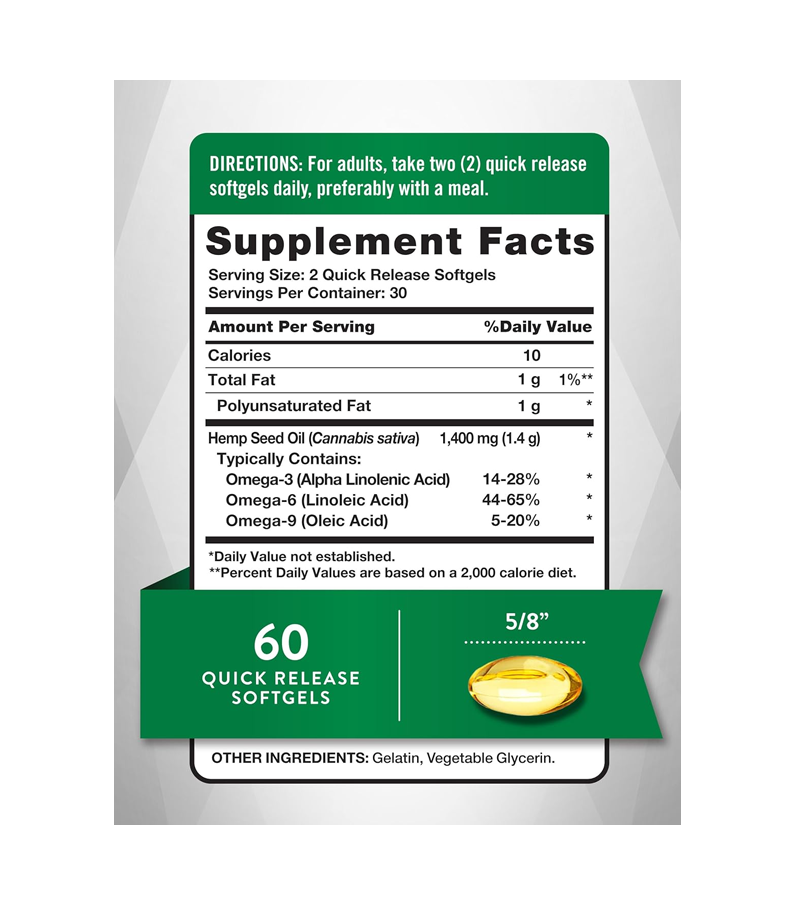 Hemp Oil 1400 mg - 60 Softgels