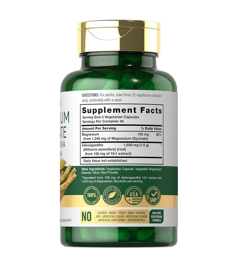Magnesium Glycinate with Ashwagandha 2740mg Complex - 120 Capsules