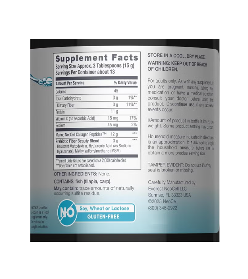 Marine Collagen Powder with Hyaluronic Acid, MSM and Vitamin C - 200g