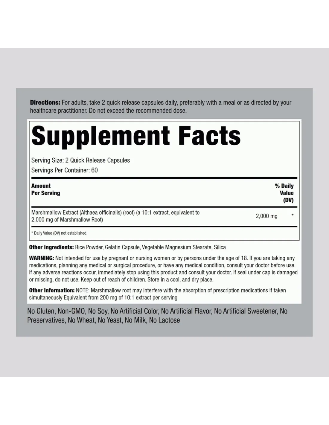 Marshmallow Root 2000mg - 120 Capsules