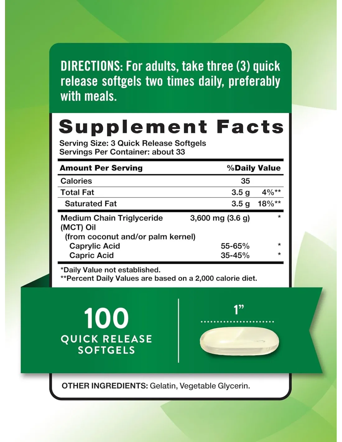 MCT Oil 3600mg - 100 Softgels
