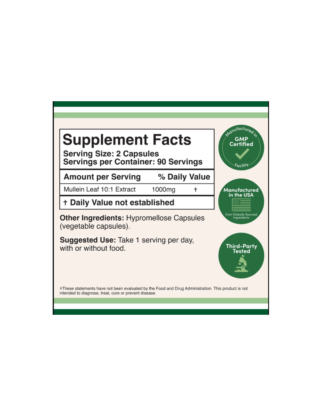 Mullein Leaf Extract 1000 mg - 180 Capsules