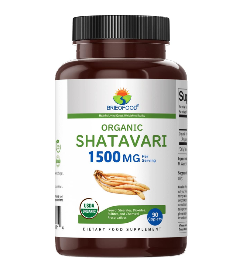 Organic Shatavari for PMS, Menopause Support 1500 mg Per Serving - 90 Tablets