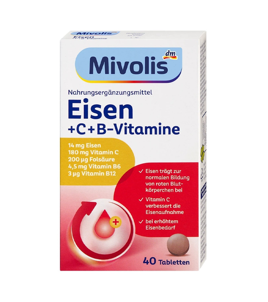 Mivolis Iron + vitamin C + B vitamins, tablets, 40 pcs.