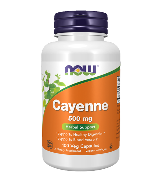 Cayenne 500 mg, Digestive & Circulation Support - 100 Veg Capsules