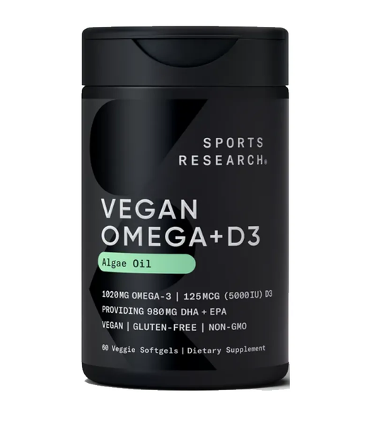 Vegan Omega-3 630mg + Vitamin D3 5000iu - 60 veggie softgels