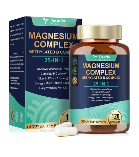 Magnesium Complex 25 In1 With Methylated B Complex, For Relaxation Energy & Nerve - 120 Vegan Caps