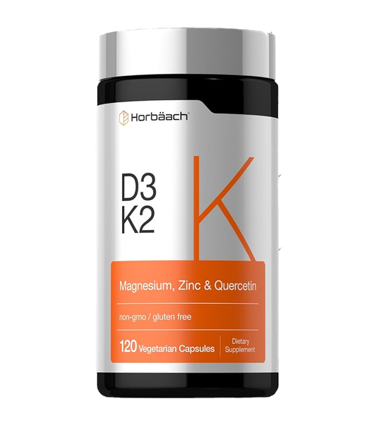 Vitamin K2, D3 5000 IU With Magnesium, Zinc & Quercetin - 120 Capsules
