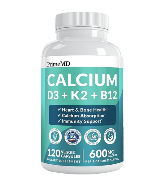 Calcium Plus Vitamins D3 + K2 + B12 - 120 Veg Capsules