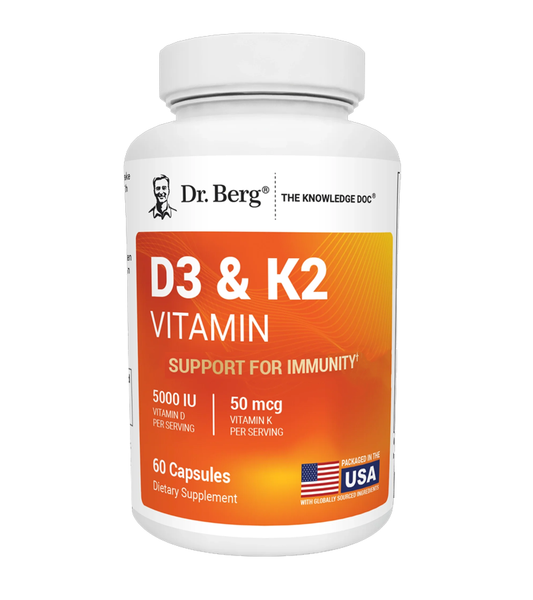 Vitamin K2 MK-7 50 mcg + Vitamin D3 5000 IU - 60 Capsules
