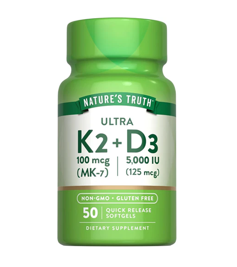 VITAMIN K2 MK7 100 MCG + D3 5000IU - 50 Capsules