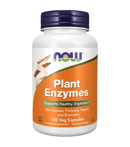 Plant Enzymes with Lactase, Protease, Papain and Bromelain - 120 Veg Capsules