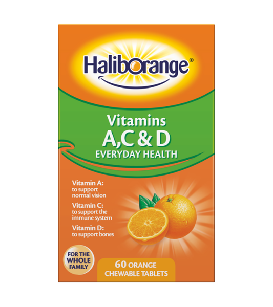 Haliborange Vitamin A, C & D Everyday Health For The Whole Family - 60 Chewable Tabltes Orange Flavour