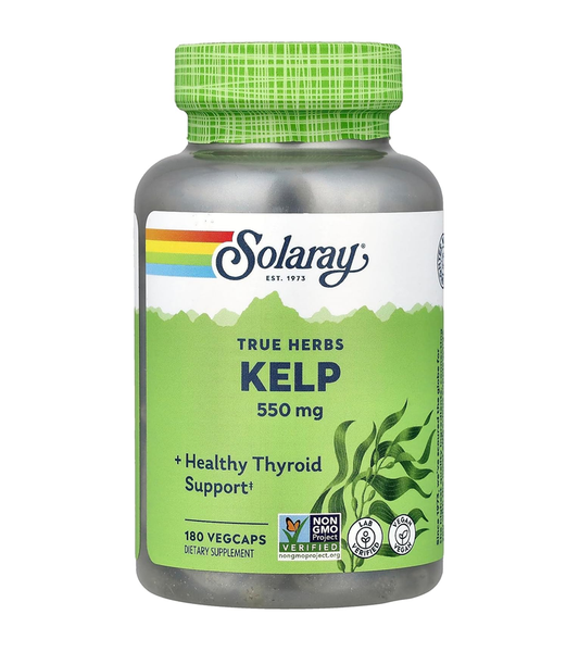 Kelp 550 mg with Folic Acid for Healthy Thyroid Function, Energy & Metabolism Support - 180 VegCaps