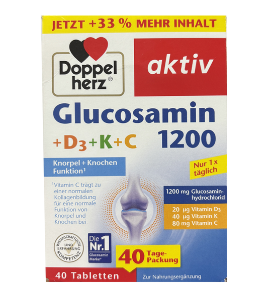 Doppelherz Glucosamine 1200 + D3 + K+ With Vitamin C - 40 Tablets