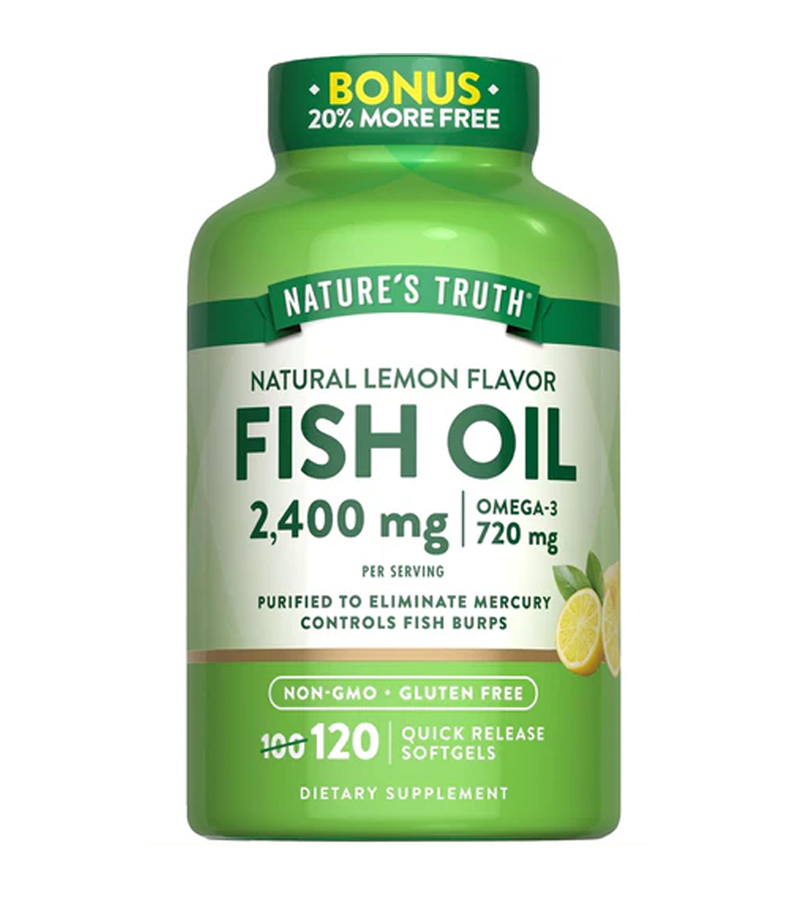 Fish Oil 2,400 mg 720 mg Omega-3 Natural Lemon Flavor - 120 Quick Release Softgels