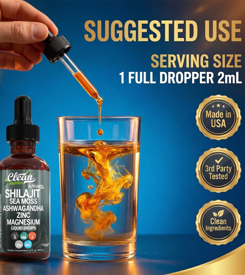 Shilajit Supplement for Men Women with Sea Moss Ashwagandha Zinc Magnesium - 60 ml