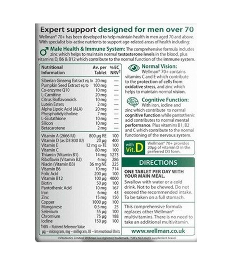 Wellman 70+ / 30 Tablets