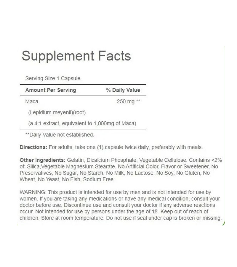 MACA 1000 mg - 60 Capsules - Exotic herb for men