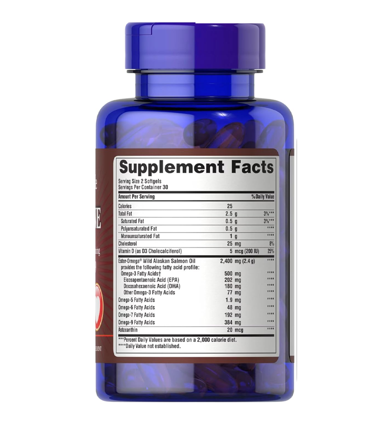 All in One Omega 3, 5, 6, 7 and 9 with Vitamin D3, 60 Softgels