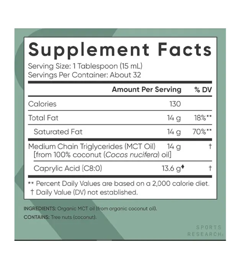 Organic MCT Oil, C8 - 473ml
